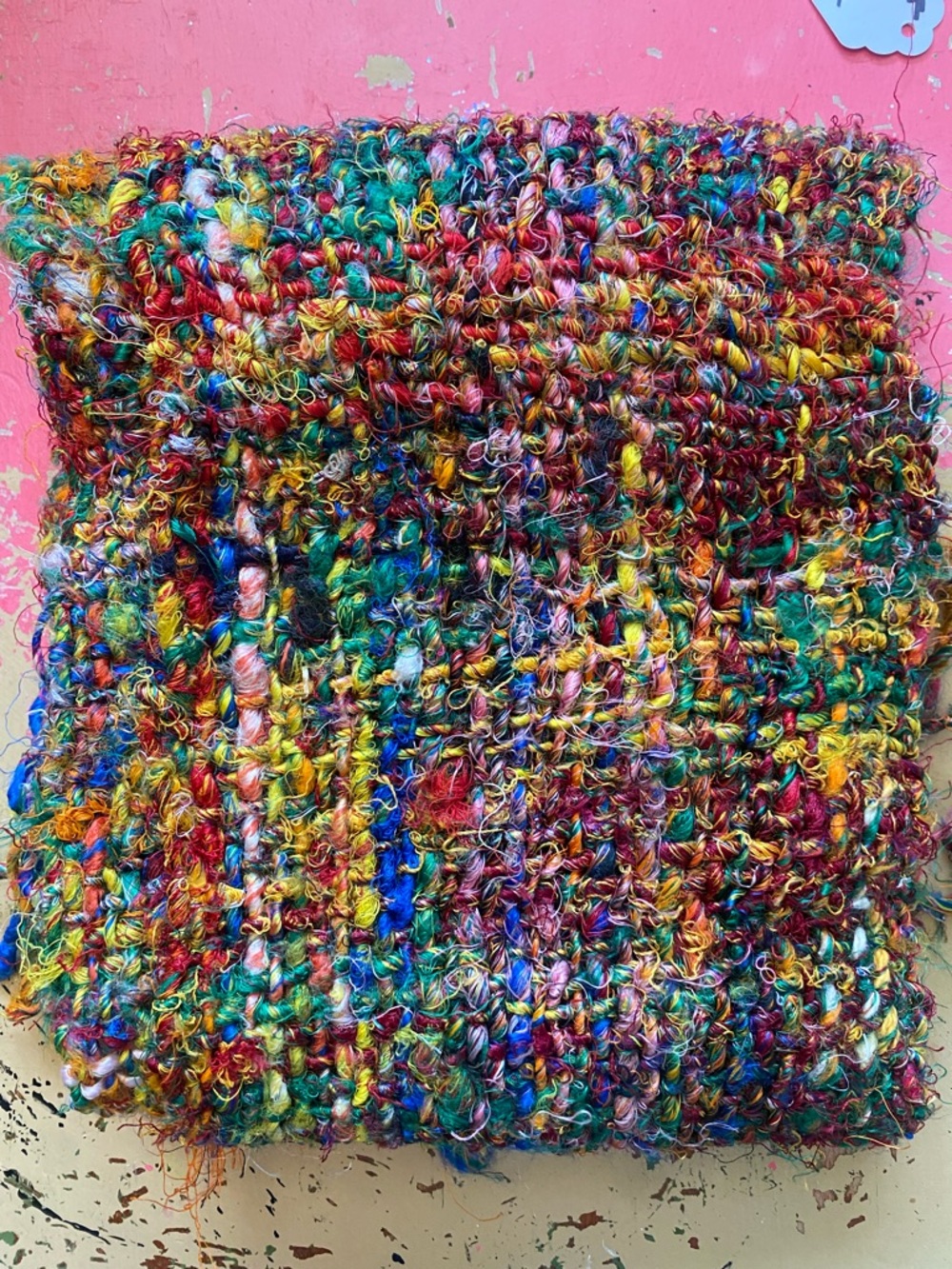 Handwoven Multicolor Skinny Scarf Colorful Boho Festival Handmade